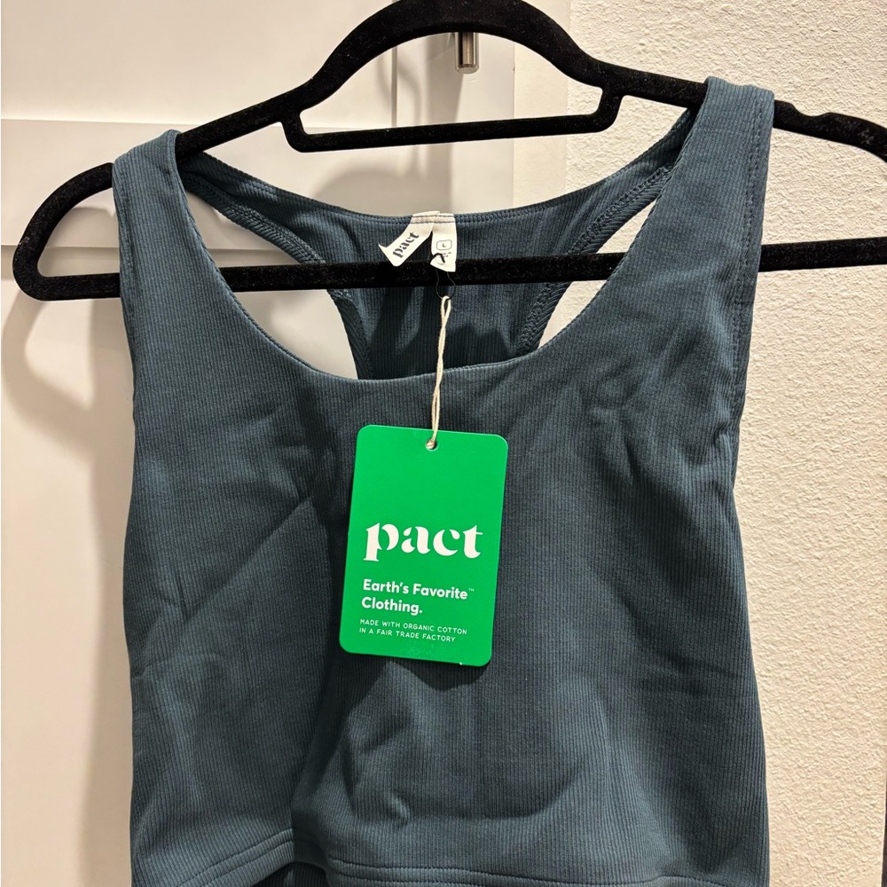 Pact Green On the Go Tank Scoop Neckline